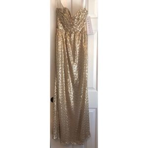GOLD SEQUIN STRAPLESS BRIDESMAID/PROM DRESS